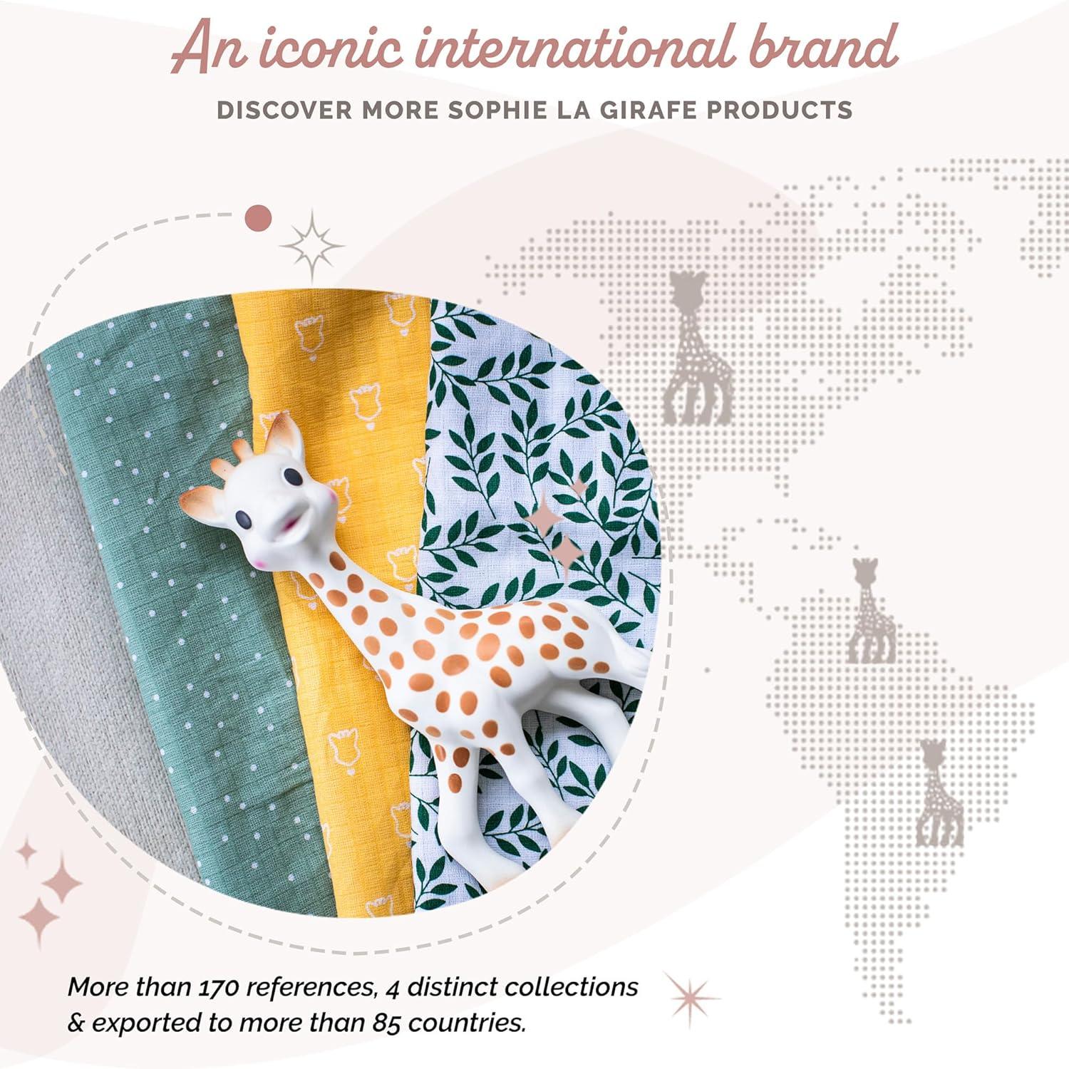 imageSophie la girafe Set of 4 Colored Swaddles Ideal to Welcome Baby Comfort ampamp Soothe Soft ampamp Resistant Material Made of 100 Cotton