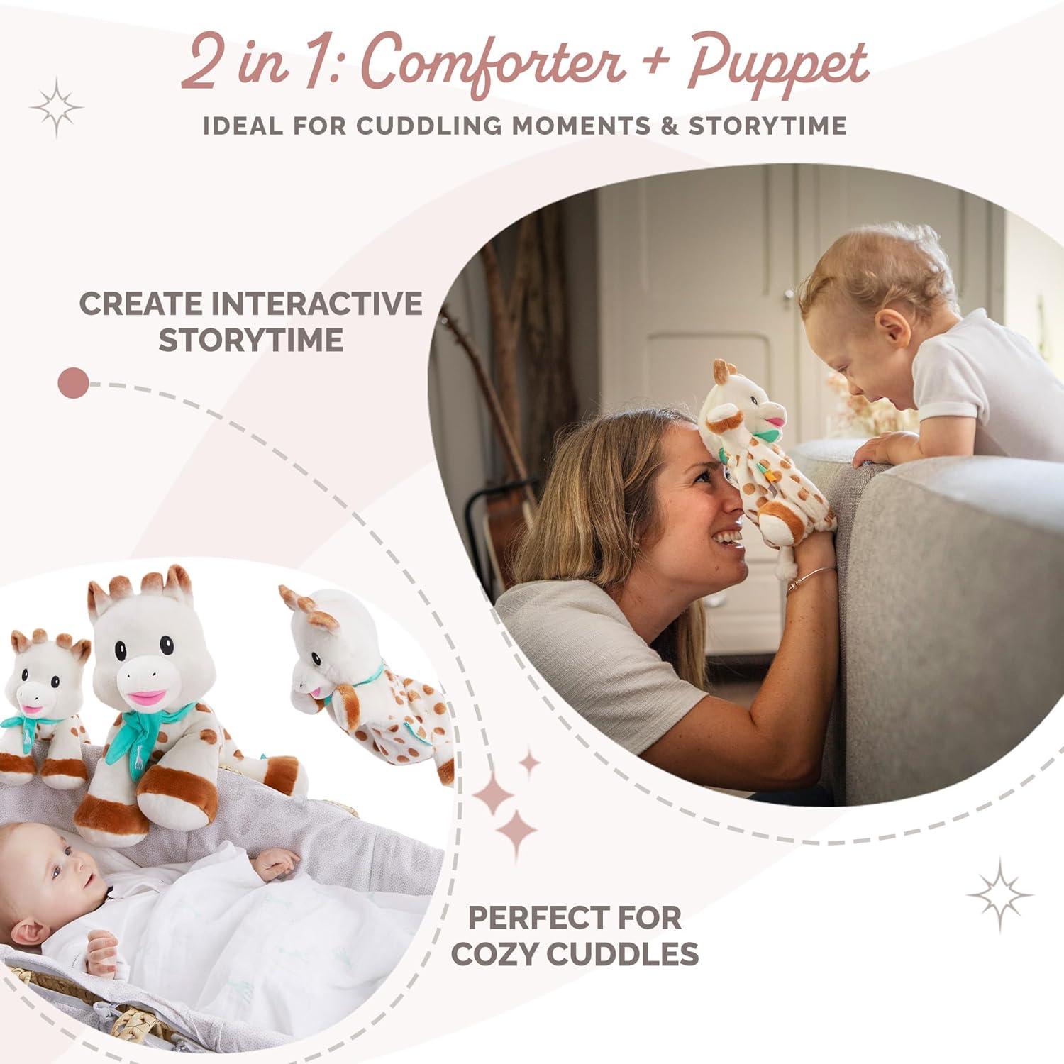 imageSophie la girafe Sweetie Puppet Comforter Ultra Soft ampamp Fun Comfort or Entertain Baby with Sophie Puppet Awaken All 5 Senses