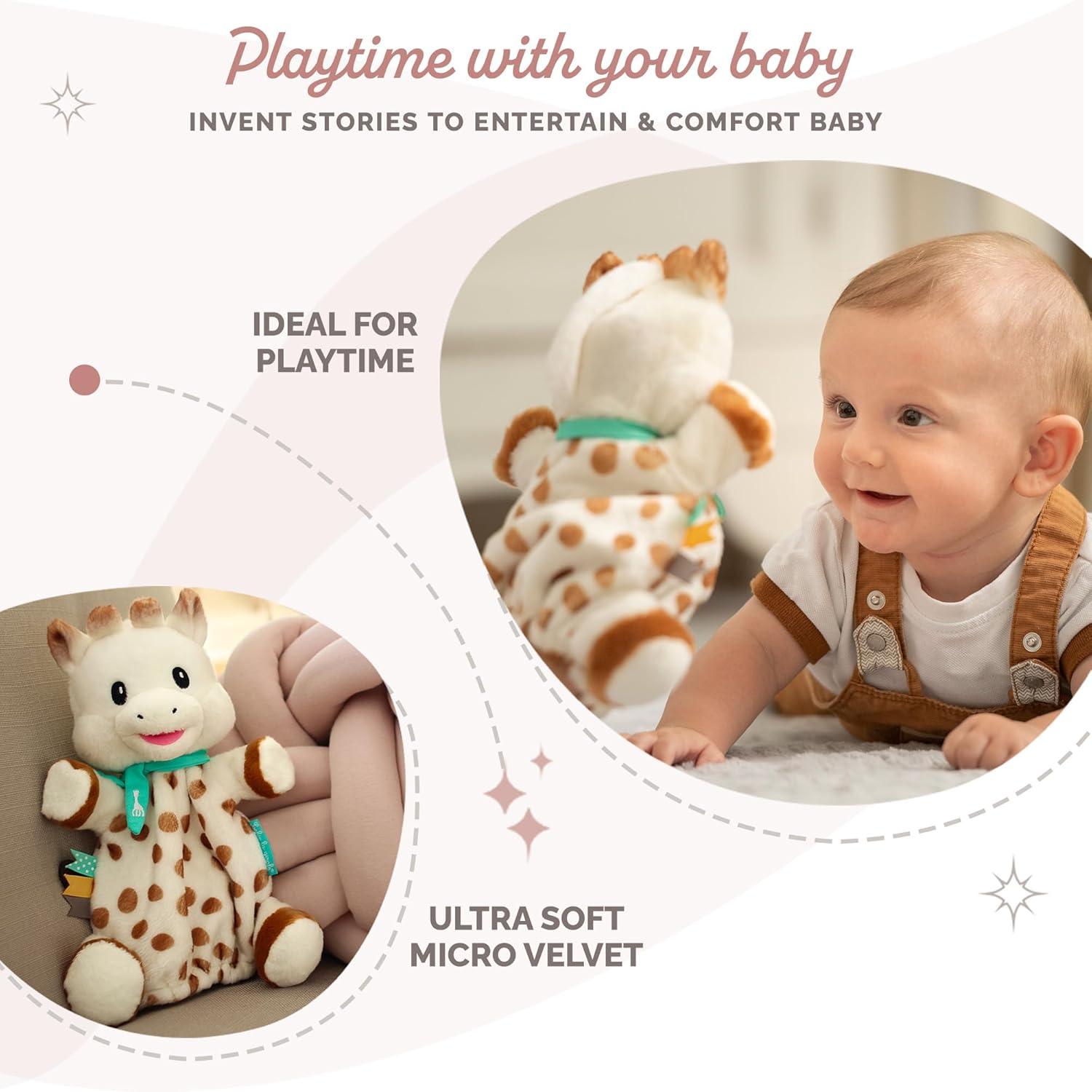 imageSophie la girafe Sweetie Puppet Comforter Ultra Soft ampamp Fun Comfort or Entertain Baby with Sophie Puppet Awaken All 5 Senses