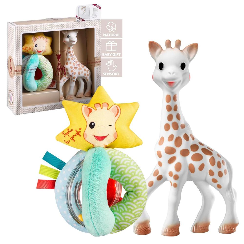 imageSophie la girafe Classical Creation Birth Gift Set  Includes Sophie la girafe Plush Rattle Gift Bag ampamp Card  Handcrafted in France  Comfort ampamp Soothe  Awaken All 5 Senses