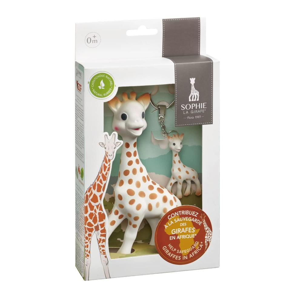 imageSophie la girafe Giraffe Conservation Foundation Set  Includes Girafe ampamp a Mini Girafe Keychain  Handcrafted for 60 Years in France   Natural Rubber  Designed for Teething Babies