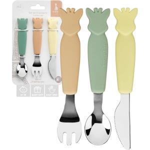 Sophie la girafe Cutlery Set | Easy to Grip | Includes Fork, Knife with Round Tip & Spoon | Ideal for Baby’s First Meals