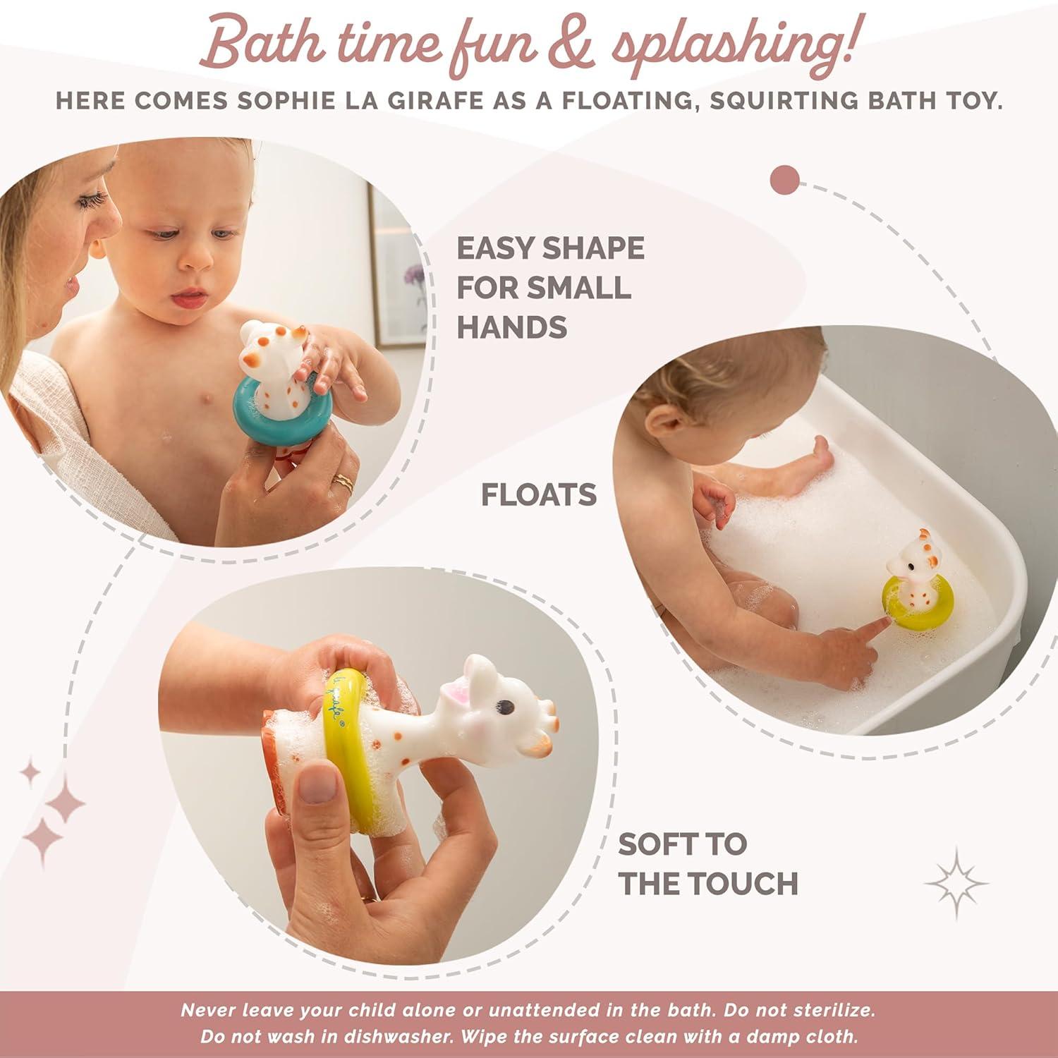 imageSophie la girafe Bath Toy Colors May Vary Blue or Yellow Fun Toy That Floats ampamp Sprays Water When Pressed