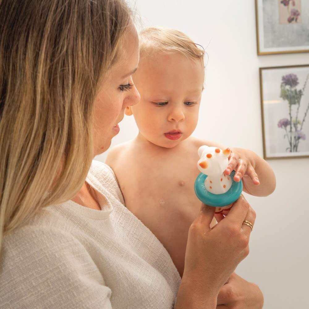 imageSophie la girafe Bath Toy Colors May Vary Blue or Yellow Fun Toy That Floats ampamp Sprays Water When Pressed