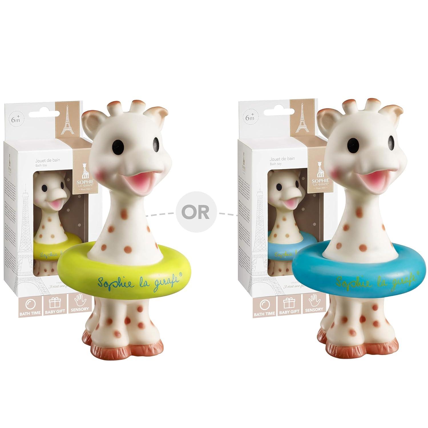imageSophie la girafe Bath Toy Colors May Vary Blue or Yellow Fun Toy That Floats ampamp Sprays Water When Pressed