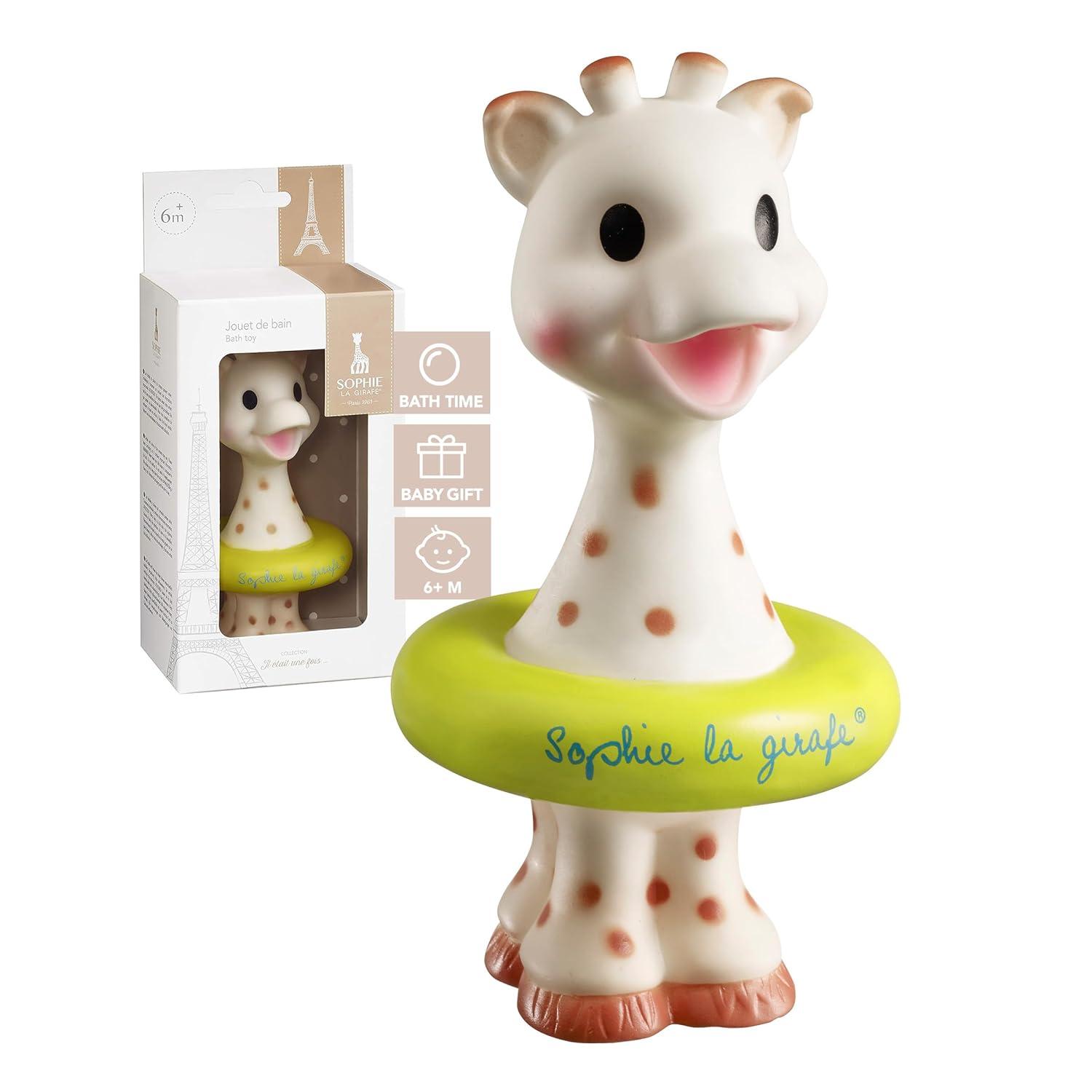 imageSophie la girafe Bath Toy Colors May Vary Blue or Yellow Fun Toy That Floats ampamp Sprays Water When Pressed