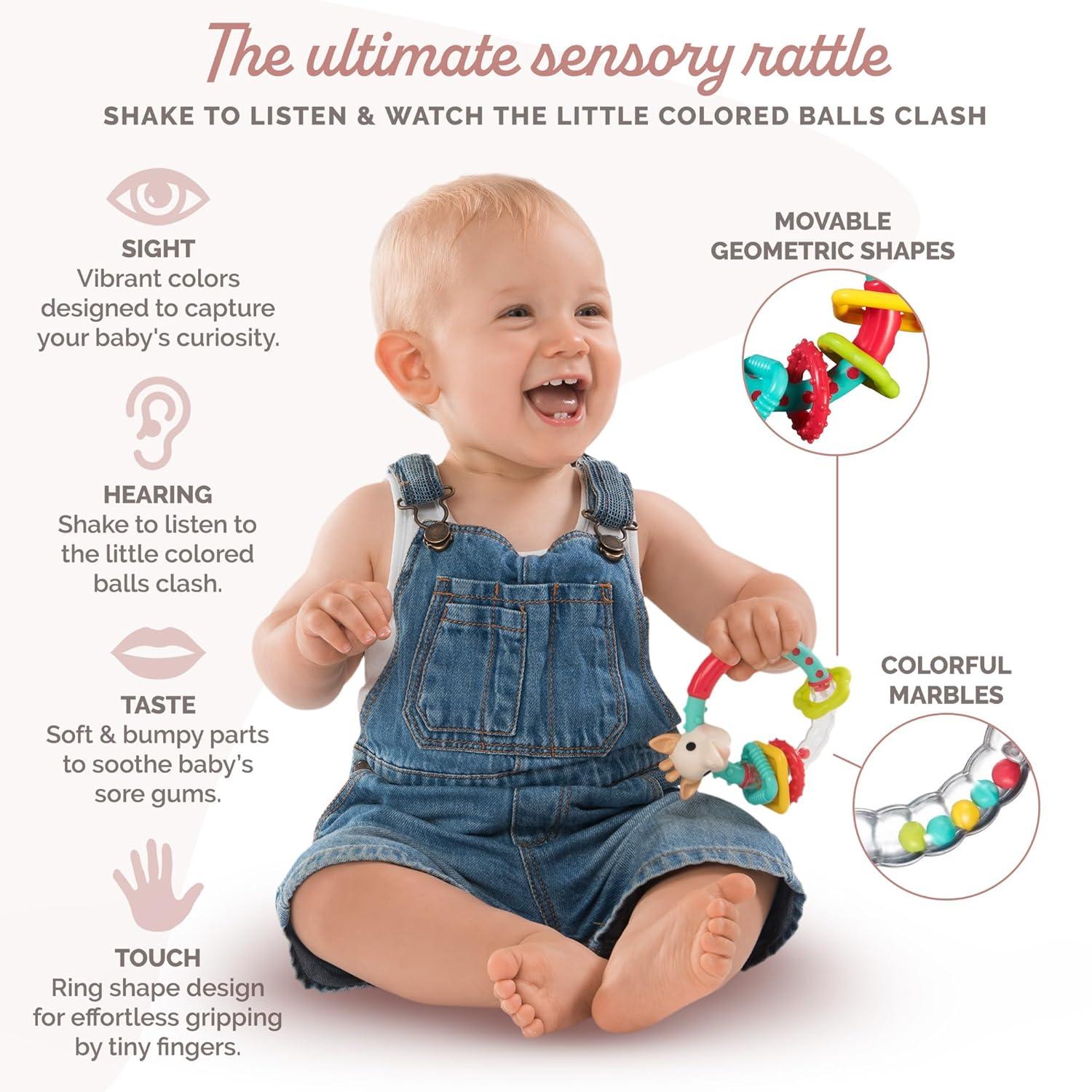 imageSophie la girafe MultiTextured Rattle Light ampamp Easy to Grasp Awaken All 5 Senses
