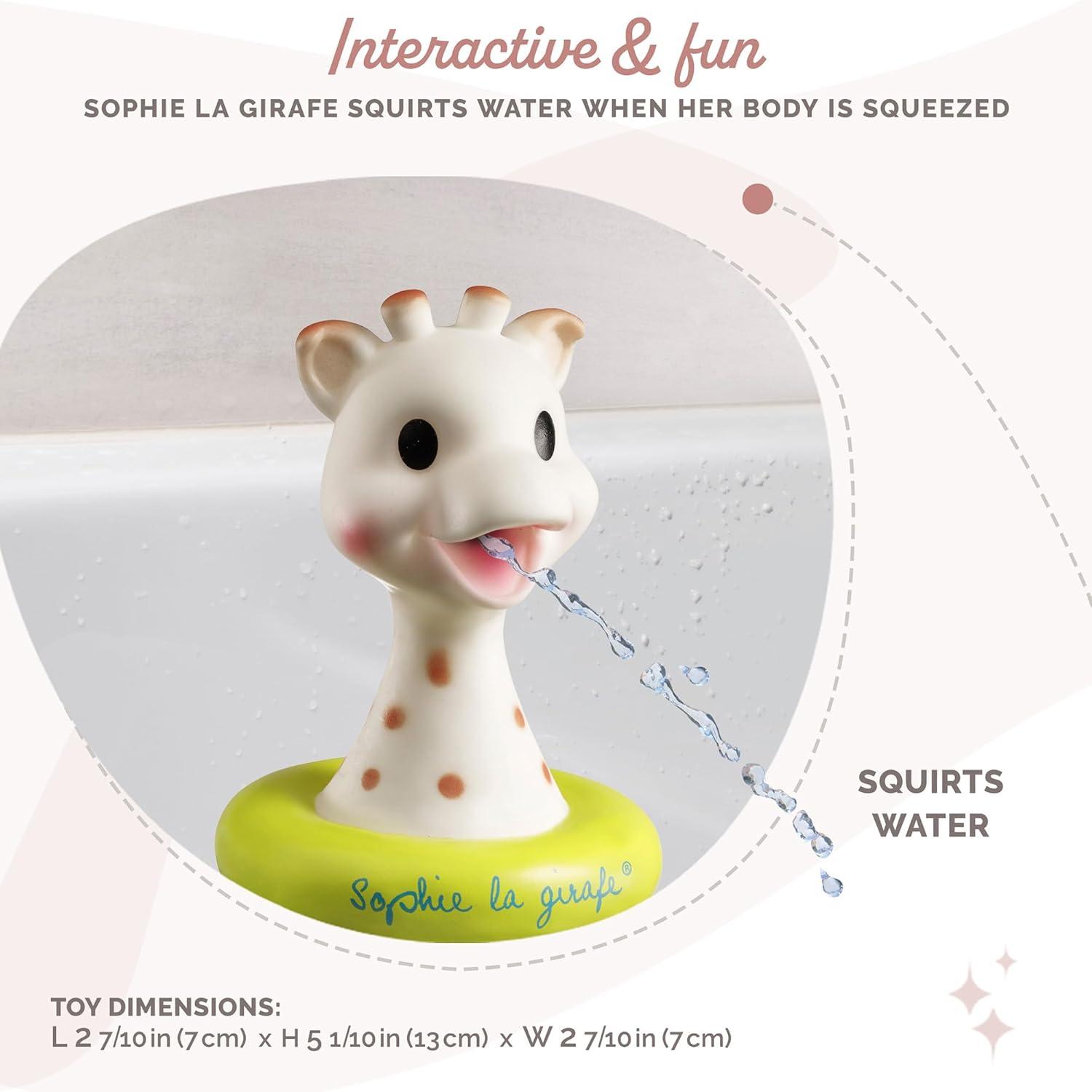 imageSophie la girafe Fresh Touch Bath Toy Colors May Vary Blue or Yellow Fun Toy That Floats ampamp Sprays Water When Pressed