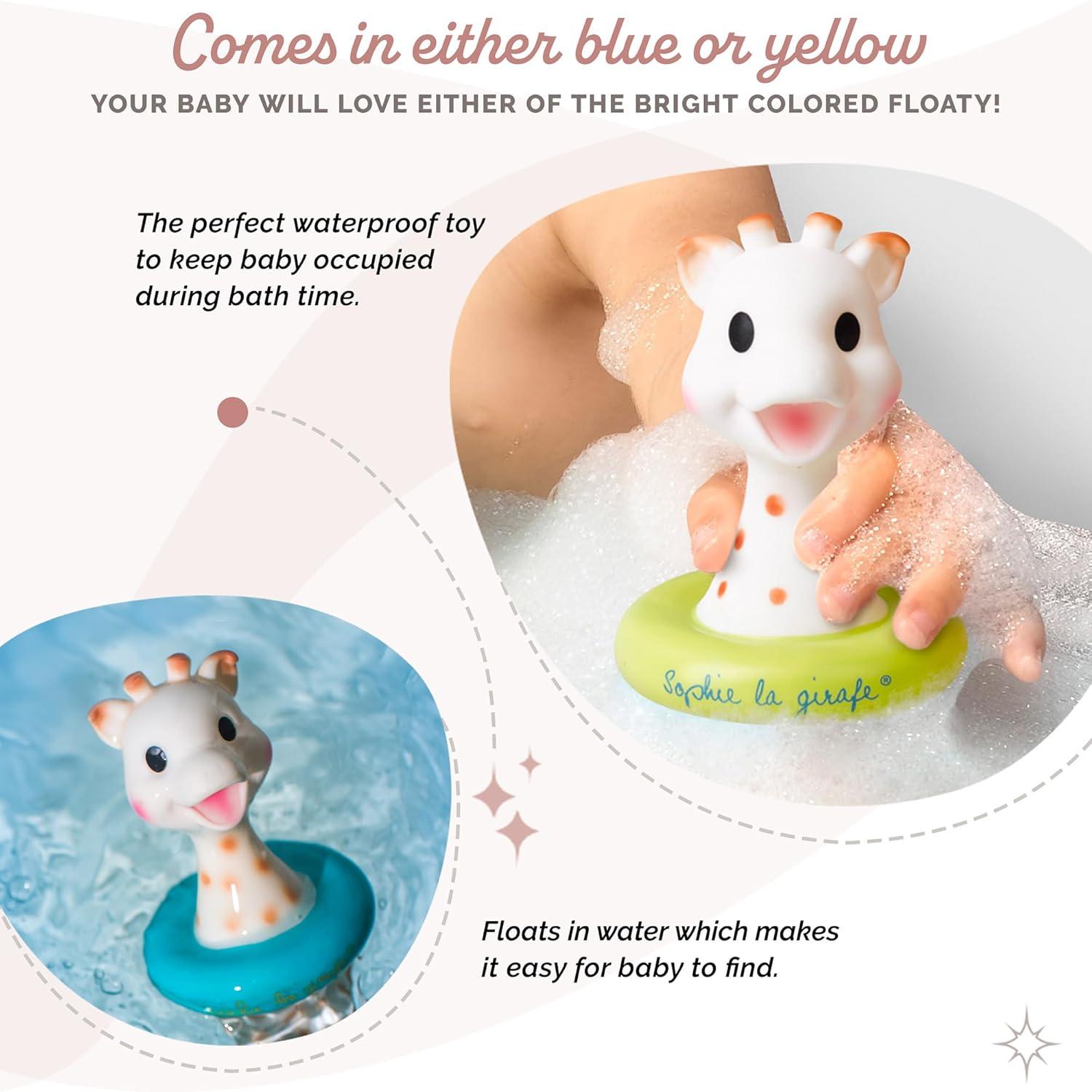 imageSophie la girafe Fresh Touch Bath Toy Colors May Vary Blue or Yellow Fun Toy That Floats ampamp Sprays Water When Pressed