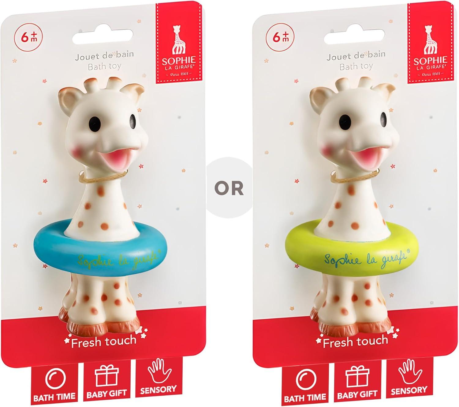 imageSophie la girafe Fresh Touch Bath Toy Colors May Vary Blue or Yellow Fun Toy That Floats ampamp Sprays Water When Pressed