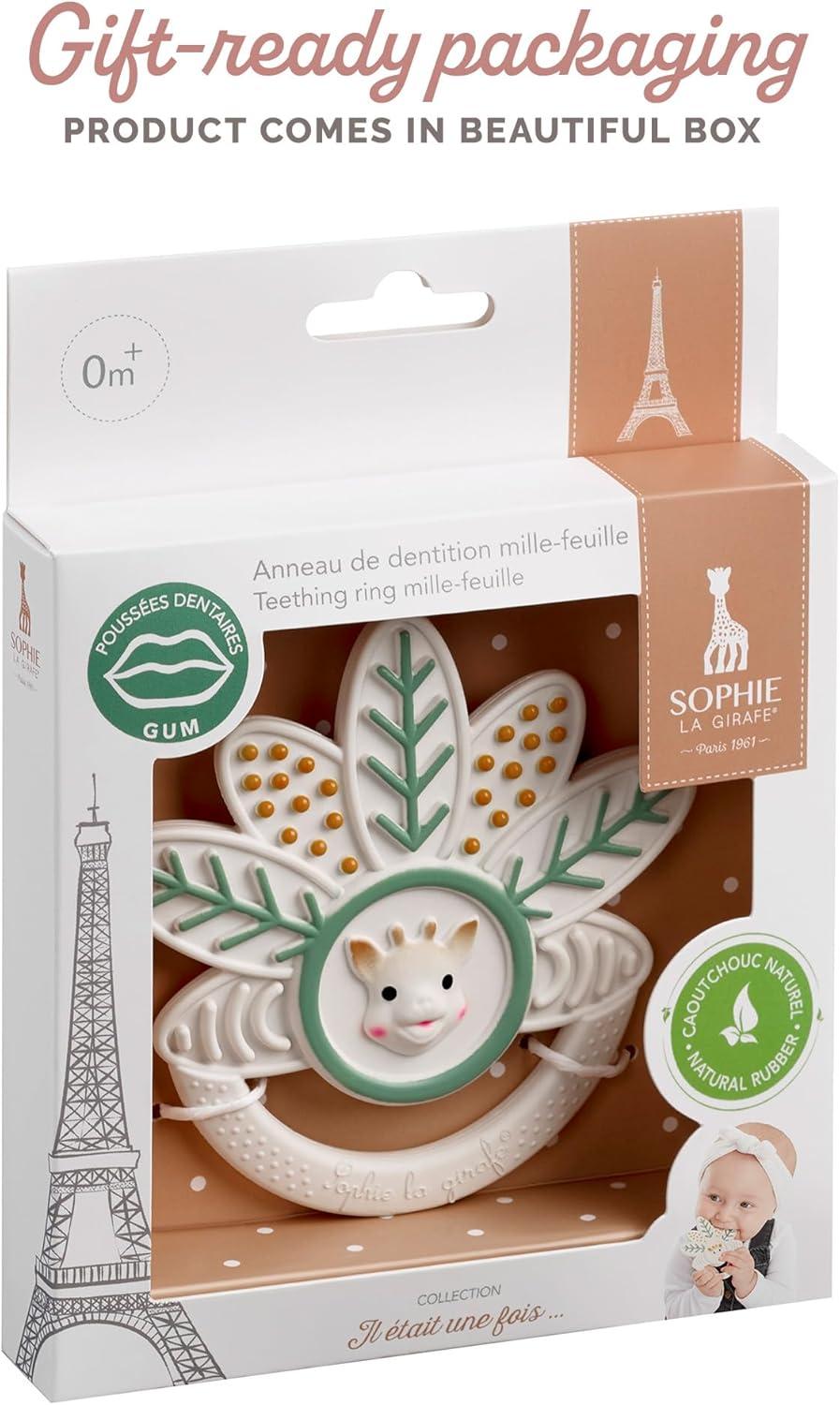 imageSophie la Girafe Anneau Dention Mille Feuille Sophie la Girafe Jouet Mordiller Caoutchouc Diffrentes Textures Pour Enfants Partir de 0 Mois