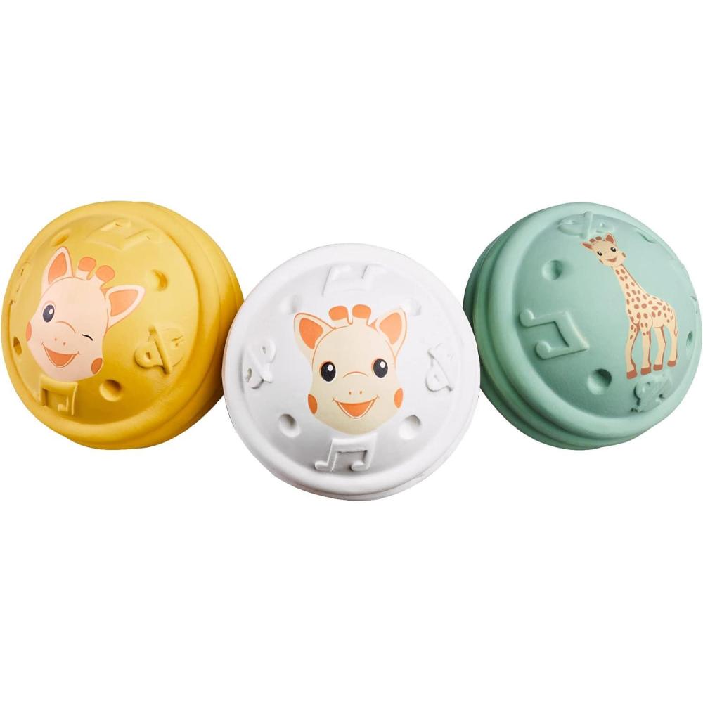 imageSophie la Girafe 3 Balles Musicales Sophie la Girafe Jeux dEveil Sons Diffrents Caoutchouc Lgres et Facile Saisir Pour Enfants Partir de 3 Mois