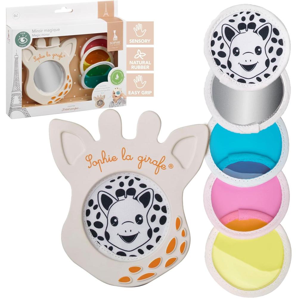 imageSophie la Girafe Miroir Magique Sophie la Girafe Jeu dEveil 4 Lentilles Interchangeables Caoutchouc Pour Enfants Partir de 0 Mois