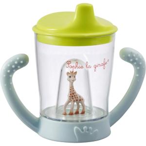 Plastique Tasse anti-fuite mascotte Pastel Sophie la Girafe 180ml(Bleu / Vert)