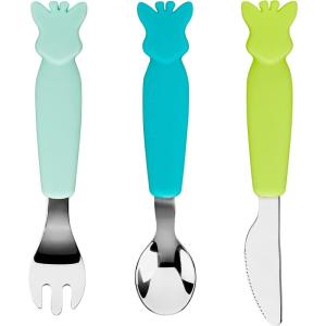 Set de 3 couverts en silicone Pastel Sophie la Girafe(Bleu / Vert)
