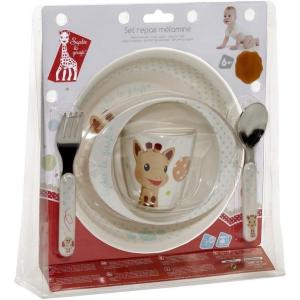 Sophie la Girafe – Fresh Touch – Set Repas Mélamine – Version Ballons(Noir)