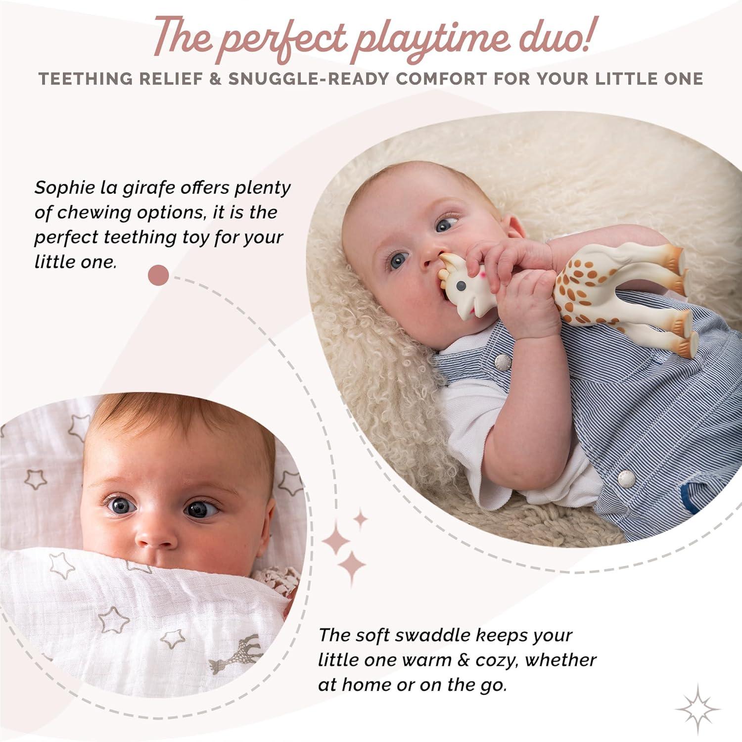 imageSophie la Girafe Coffret Cadeau Naissance Sophie la Girafe Hochet pouet Comprend 1 hochet en tissu jouet mordiller en caoutchouc 100 naturel Set dactivit pour enfantSophie la girafe Ensemble jouet de dentition et couverture pour bb