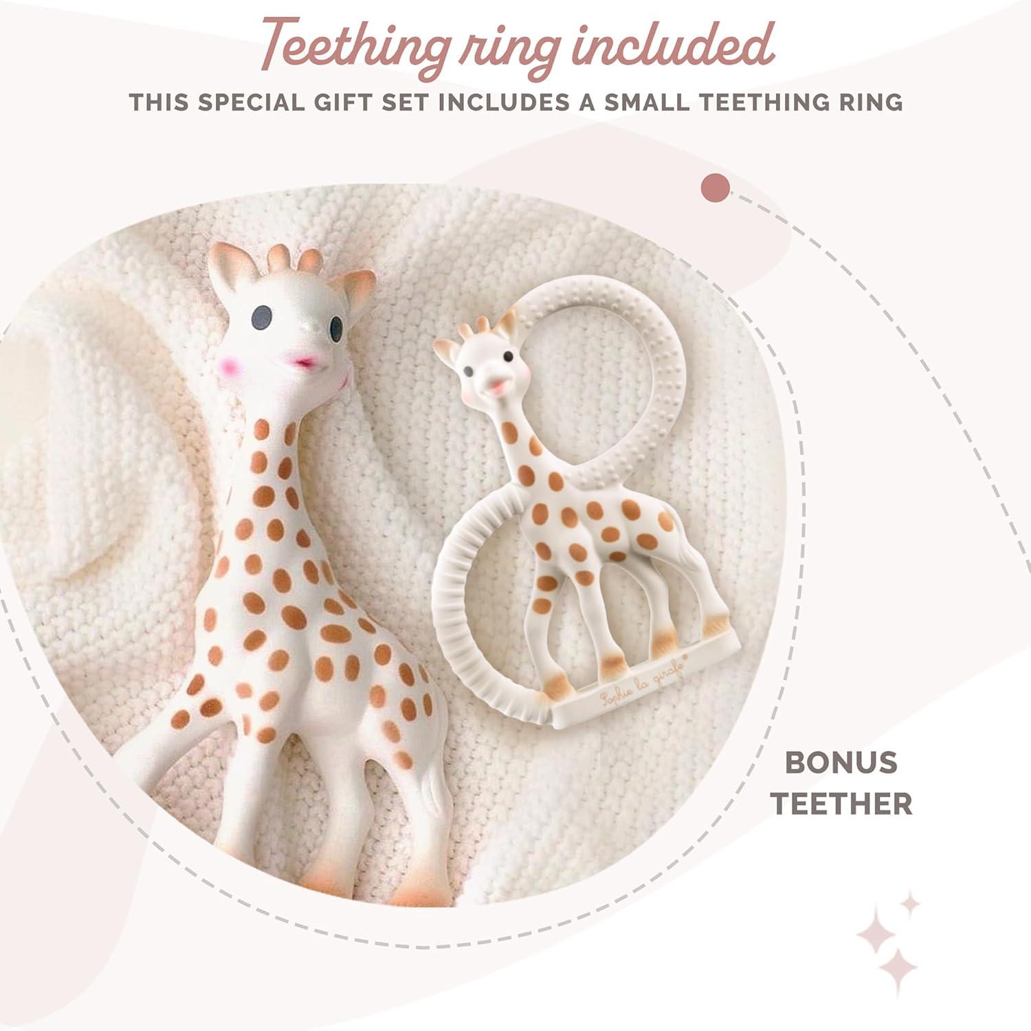imageSophie la Girafe Coffret Cadeau Naissance Sophie la Girafe Hochet pouet Comprend 1 hochet en tissu jouet mordiller en caoutchouc 100 naturel Set dactivit pour enfantCoffret cadeau jouet de dentition pour bb