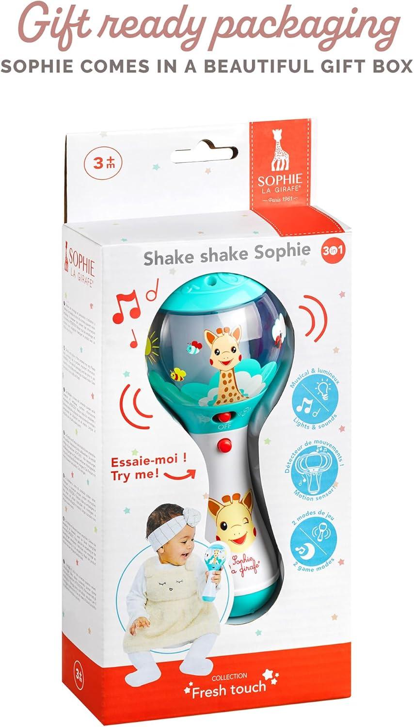 imageSophie la Girafe Hochet avec dtecteur de mouvement Jouet dEveil 4 modes musicaux pour apprendre 6 mlodies pour se relaxer