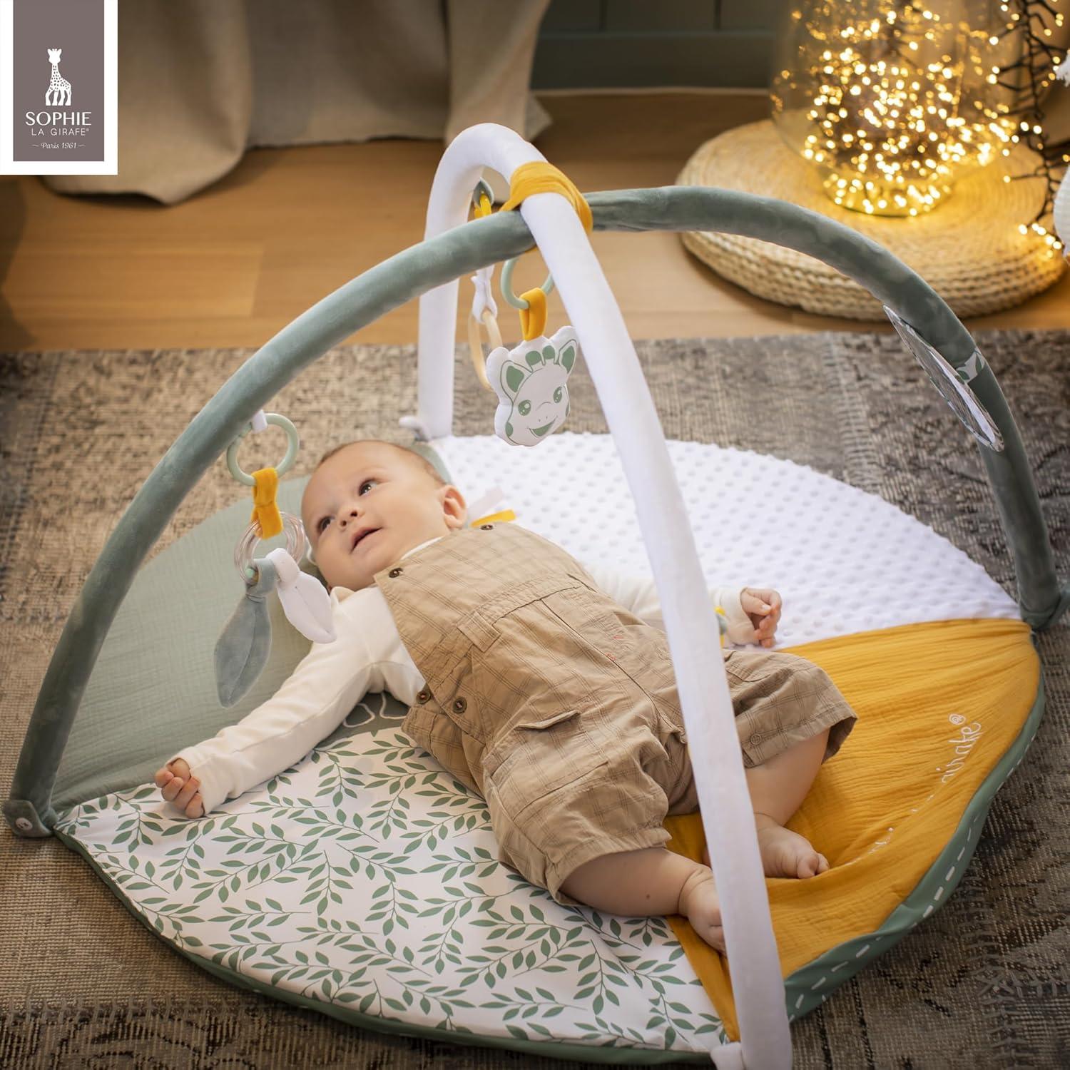 imageSophie la Girafe Tapis dEveil 2 en 1 Recto Verso Tapis de Jeux Tapis photo ge tape Set dactivit pour enfant Arches amovibles avec Activits Ludique Multicolore Taille uniqueTapis dEveil