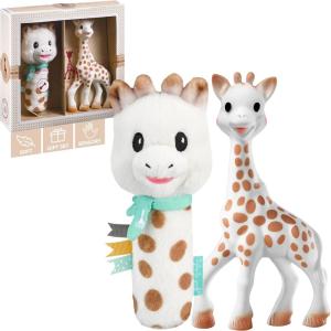 Sophie la Girafe – Coffret Cadeau Naissance Sophie la Girafe + Hochet pouet – Comprend 1 hochet en tissu + jouet à mordiller en caoutchouc 100% naturel – Set d&rsquo;activité pour enfant(Le coffret cadeau Sweety)