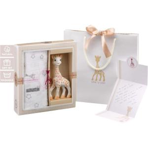 Sophie la Girafe – Coffret Cadeau Naissance Sophie la Girafe + Hochet pouet – Comprend 1 hochet en tissu + jouet à mordiller en caoutchouc 100% naturel – Set d&rsquo;activité pour enfant(Sophie la girafe Ensemble jouet de dentition et couverture pour bébé)