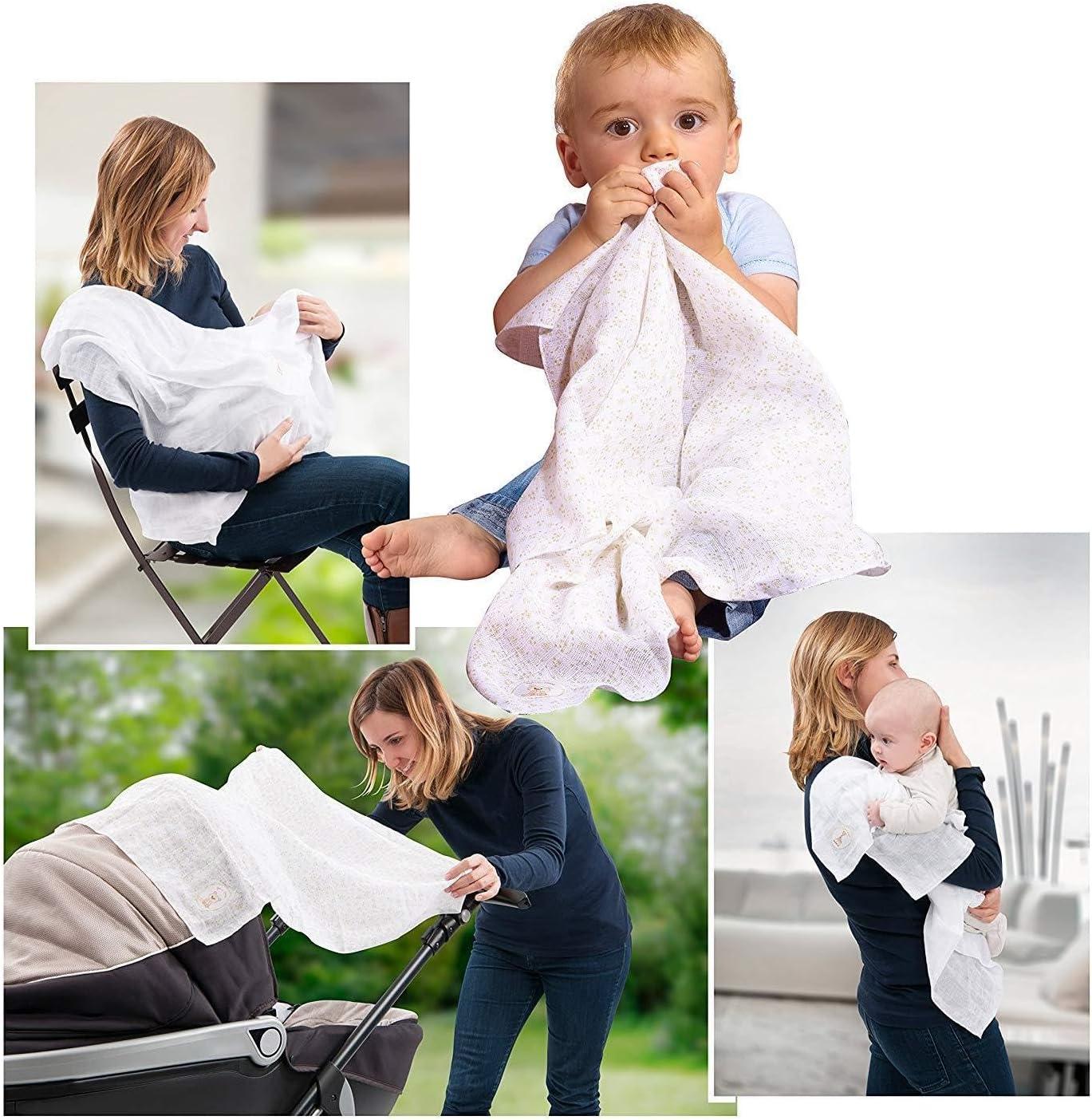 imageSet de 4 langes lavables Sophie la Girafe en tissu 100 coton pour bb multiples usages 70 x 70 cm ds la naissanceAvec ceinture cardiaque
