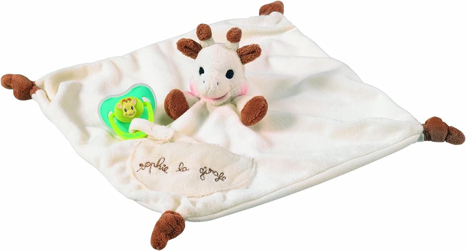 imageSophie la Girafe Caoutchouc Doudou avec attache sucette Blanc et BeigeSimple