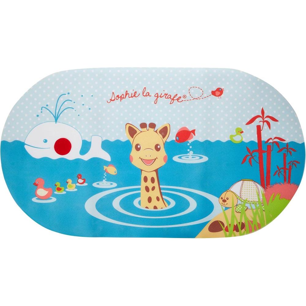 imageSOPHIE LA GIRAFE Tapis deau avec Indicateur de Temprature Sophie la girafe Tapis de bain bb Jouet Eveil bb Antidrapant 70 x 39 x 1 cm