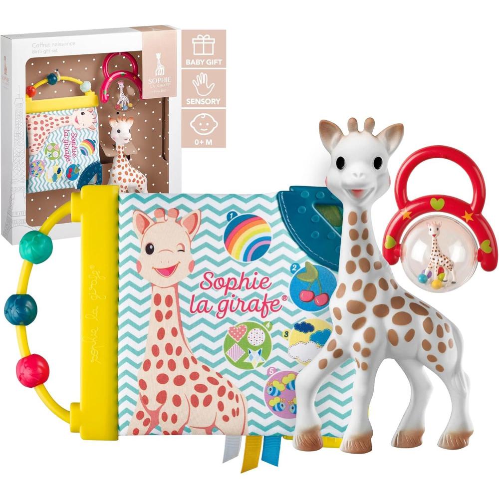 imageSophie la Girafe  Coffret Cadeau  Contient 1 Livre dEveil 1 Hochet Caoutchouc 100 naturel  Jouet premier age  ds la naissanceUnique