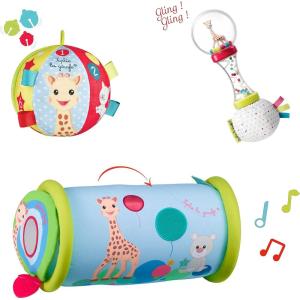 SOPHIE LA GIRAFE – Coffret Eveil des Sens Sophie la Girafe – 3 Jouets Indispensables – Eveille les 5 sens, l&rsquo;ouie, le toucher, l&rsquo;odorat, la vue et le gout