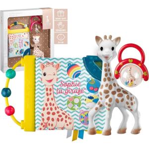 Sophie la Girafe – Coffret Cadeau – Contient 1 Livre d&rsquo;Eveil, 1 Hochet Caoutchouc 100% naturel – Jouet premier age – dès la naissance(Unique)